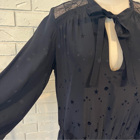 Zadig & Voltaire 100% Silk Riche Jac Deluxe Black Star Pattern Dress Womens M - Picture 5 of 16